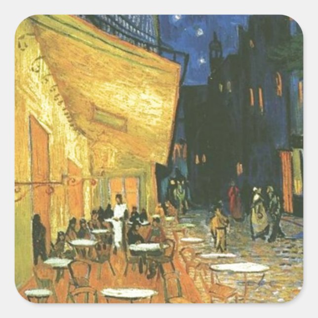Cafe Terrace - Vincent van Gogh Square Sticker (Front)