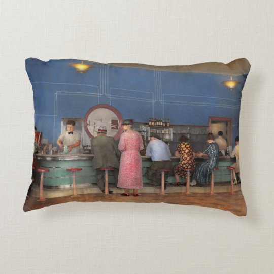 Cafe - The half way point 1938 Decorative Cushion