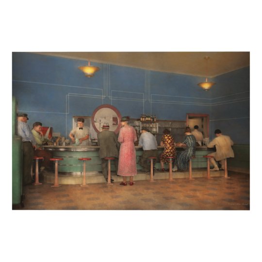 Cafe - The half way point 1938 Wood Print