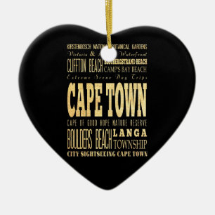 Cafe Town City of South Africa Typography Art Ceramic Tree Decoration