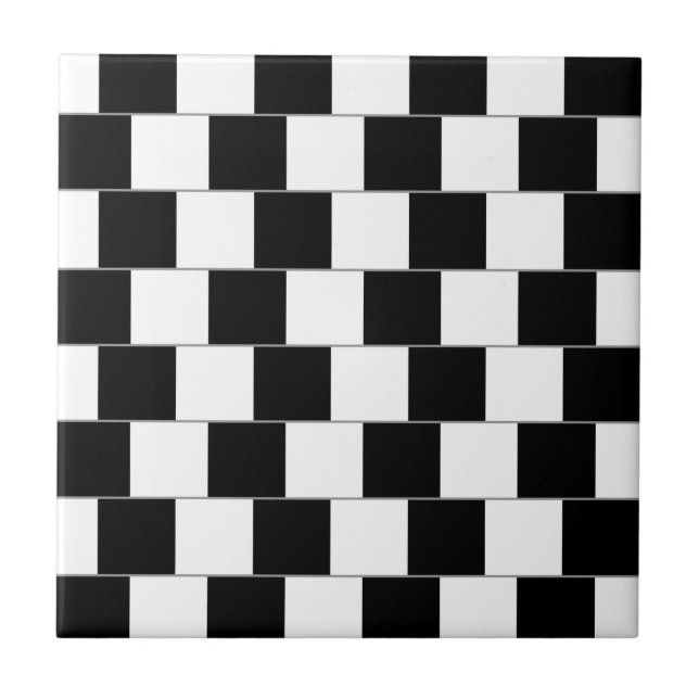 Cafe Wall Optical Illusion Horizontal Lines Ceramic Tile (Front)