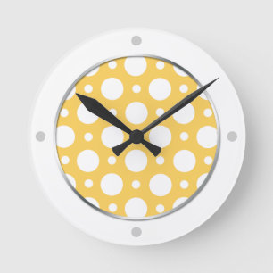 Cafe Yellow Assorted Polka Dots Wall Clock