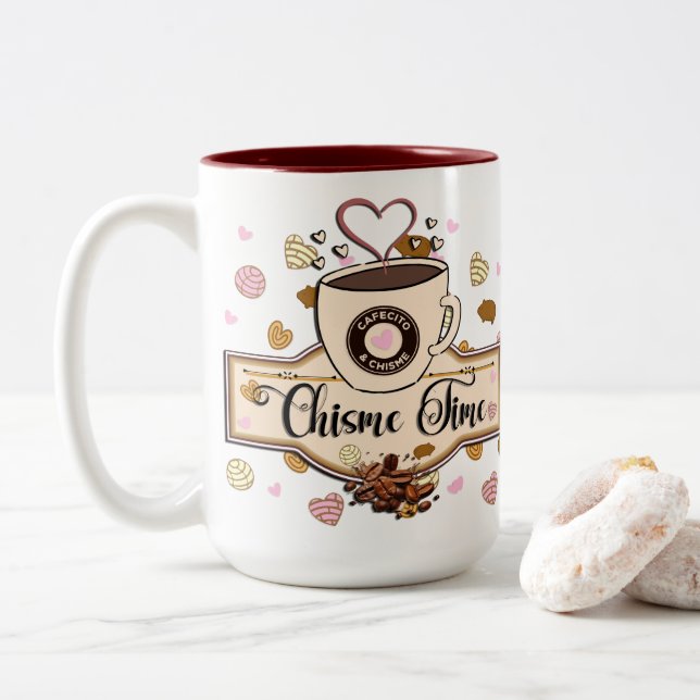 Cafecito and Chisme Mexican style Mug (With Donut)