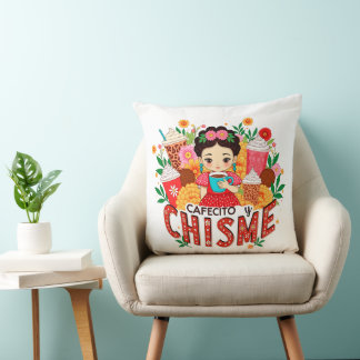 “Cafecito y Chisme” Latina Coffee Lover Cushion