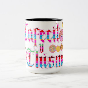 Cafecito y Chisme pan dulce  Two-Tone Coffee Mug