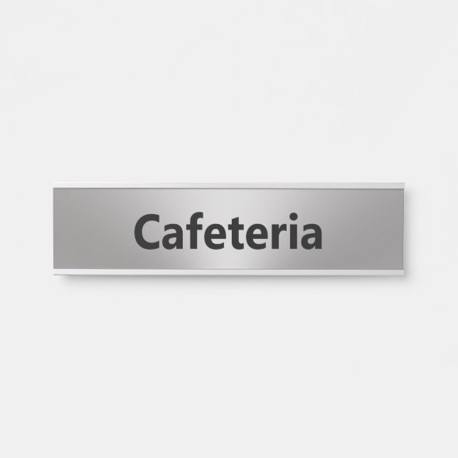 Cafeteria Silver and Black Text Template Door Sign (Front)