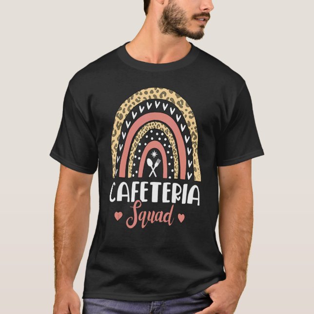 Cafeteria Squad Boho Rainbow Leopard Lunch Lady Cr T-Shirt (Front)