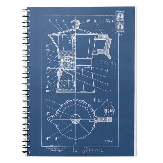 cafetiere moka bialetti blueprint plan notebook (Front)