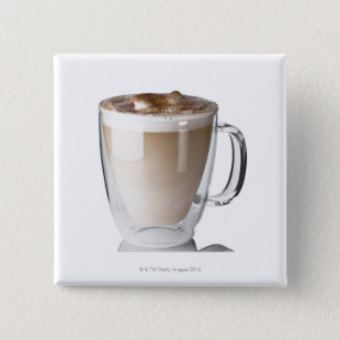 Caffe latte, on white background, cut out 15 cm square badge