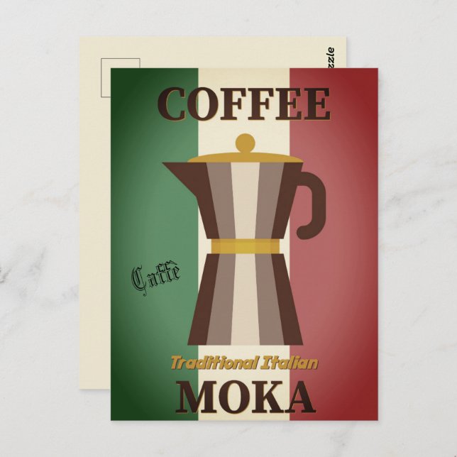 Caffè  Moka Italian Flag Coffee Pot | Postcard (Front/Back)