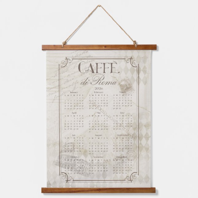 Caffe Roma 2026 Wall Calendar Art Hanging Tapestry (Front)