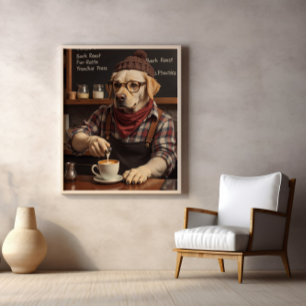 Caffeinated Canine In Cosy Flannel Poster