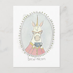 Caffeinated Cutie   Brew Unicorn Postcard