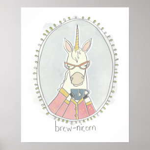 Caffeinated Cutie   Brew Unicorn Poster