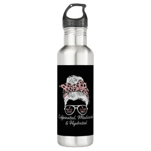 Caffeinated Medicated Hydrated Messy Bun Leopard 710 Ml Water Bottle