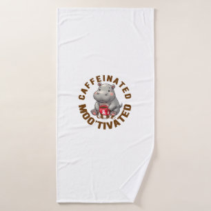 Caffeinated & Moo'tivated Funny Moo-Deng, Love, Co Bath Towel