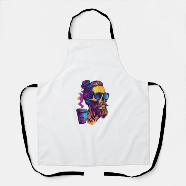Caffeinated Skull � Funny Barista Skeleton Apron (Front)