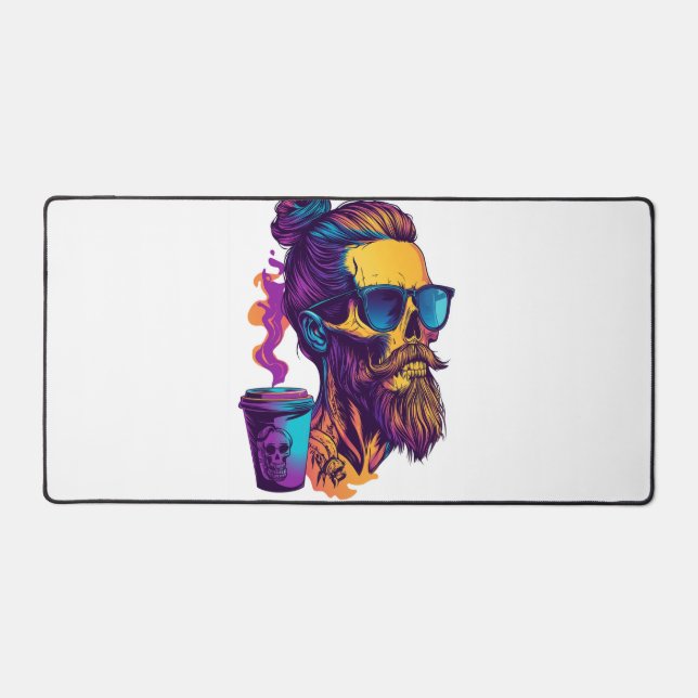 Caffeinated Skull � Funny Barista Skeleton Desk Mat (Front)