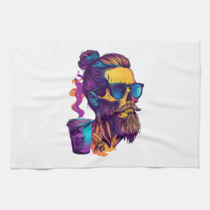 Caffeinated Skull � Funny Barista Skeleton Tea Towel
