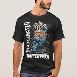 Caffeinated Summerween Skeleton Coffee Halloween T-Shirt