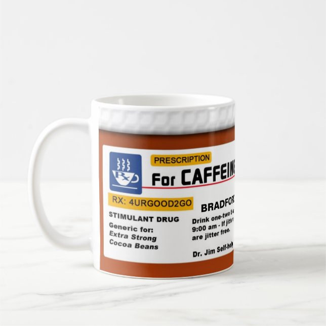 CAFFEINE ADDICTION COFFEE Rx MUG- HUMOR Mug (Left)