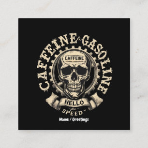 Caffeine and Gasoline Say Hello to Speed Sticker Square Business Card