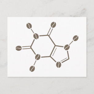 caffeine beans molecule postcard