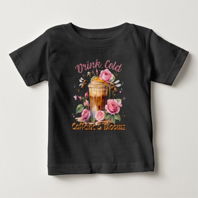 Caffeine & Blooms: Iced Coffee Delight Baby T-Shirt (Front)
