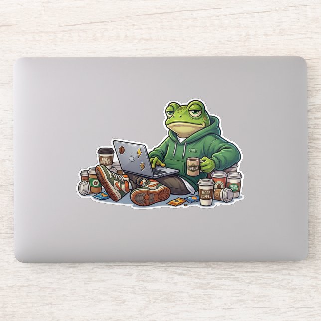 Caffeine Chaos Exhausted Frog Meme (Computer)
