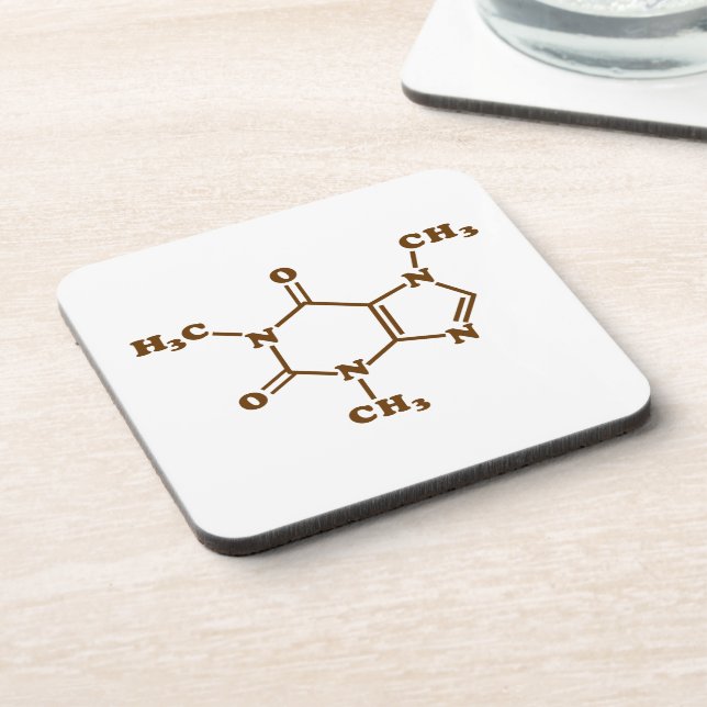 Caffeine Coffee Molecular Chemical Formula Coaster (Left Side)