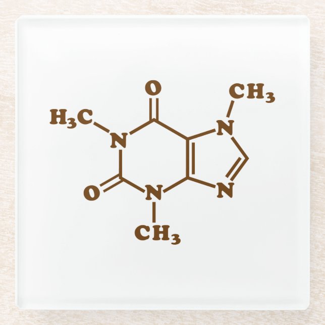 Caffeine Coffee Molecular Chemical Formula Glass Coaster (Front)
