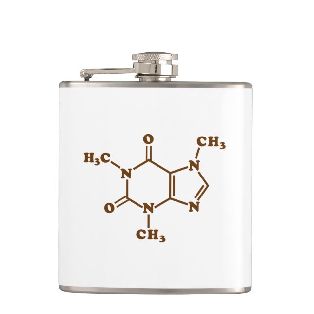 Caffeine Coffee Molecular Chemical Formula Hip Flask (Front)