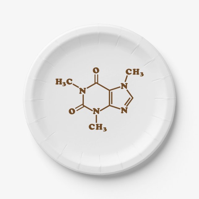 Caffeine Coffee Molecular Chemical Formula Paper Plate (Front)