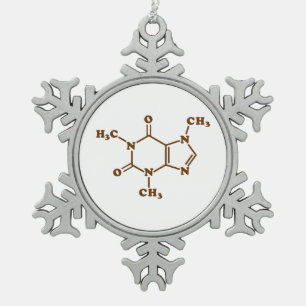 Caffeine Coffee Molecular Chemical Formula Snowflake Pewter Christmas Ornament