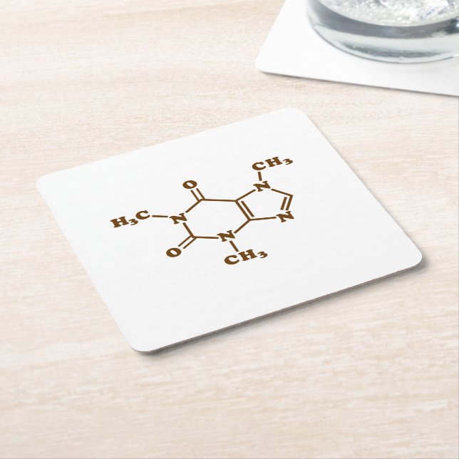 Caffeine Coffee Molecular Chemical Formula Square Paper Coaster (Angled)