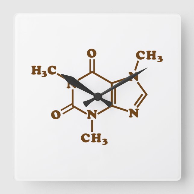 Caffeine Coffee Molecular Chemical Formula Square Wall Clock (Front)