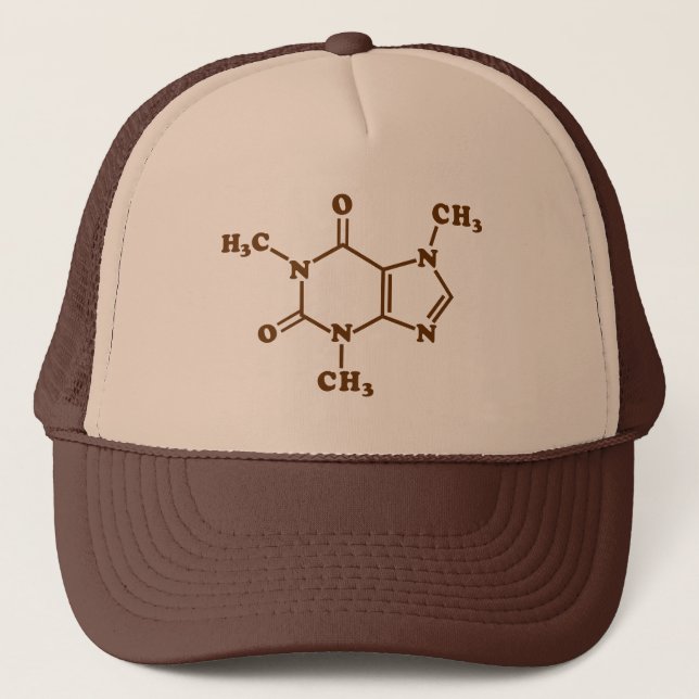 Caffeine Coffee Molecular Chemical Formula Trucker Hat (Front)