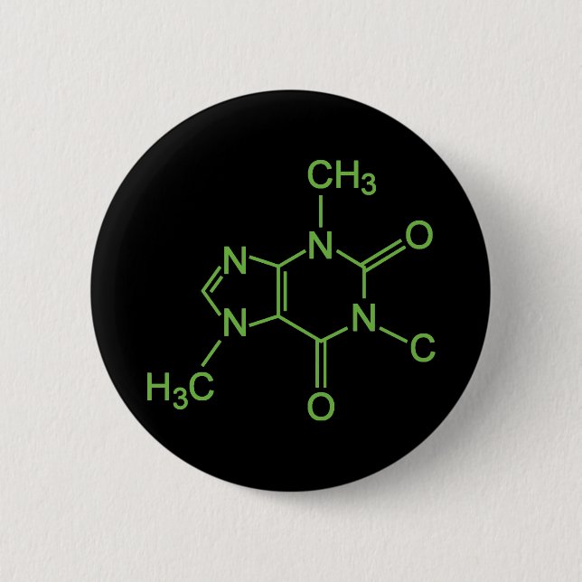 Caffeine Coffee Molecule Chemical Diagram 6 Cm Round Badge (Front)
