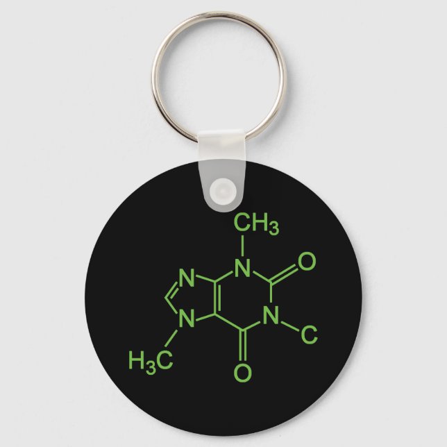Caffeine Coffee Molecule Chemical Diagram Key Ring (Front)