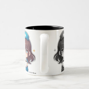 Caffeine & Compassion: Tired Chibi Nurse Two-Tone Coffee Mug