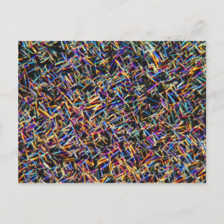 Caffeine crystals under a microscope postcard