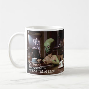 Caffeine Encounters of the Third Kind Retro Aliens Coffee Mug