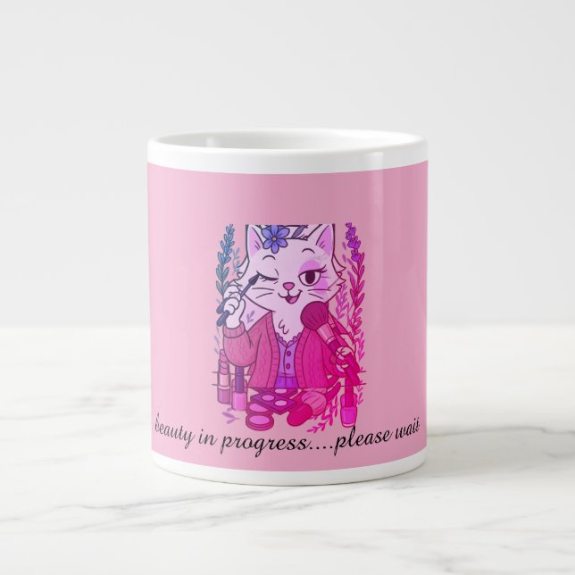 caffeine first, eyeliner second large coffee mug (Front)