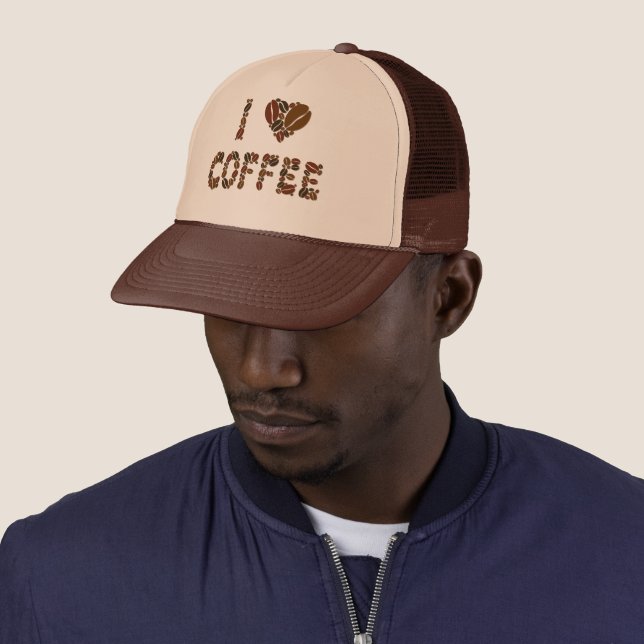 Caffeine Lover Typography Trucker Hat (In Situ)