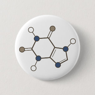 caffeine molecular structure 6 cm round badge