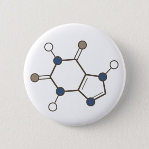 caffeine molecular structure 6 cm round badge