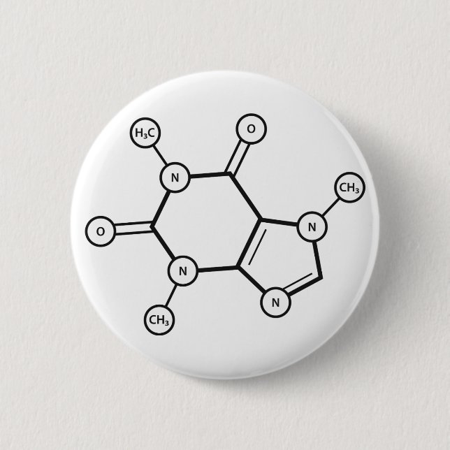 caffeine molecular structure 6 cm round badge (Front)