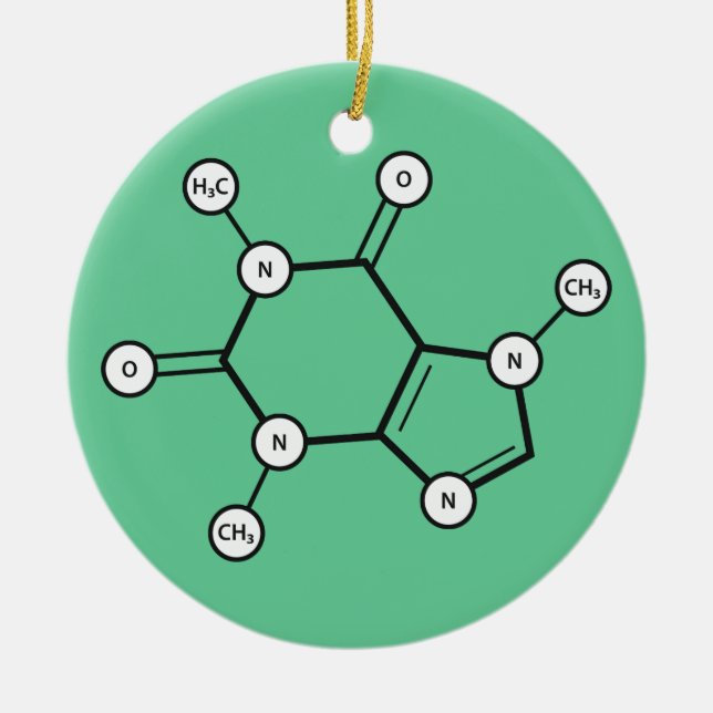 caffeine molecular structure ceramic ornament (Front)