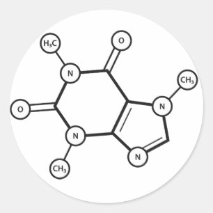 caffeine molecular structure classic round sticker