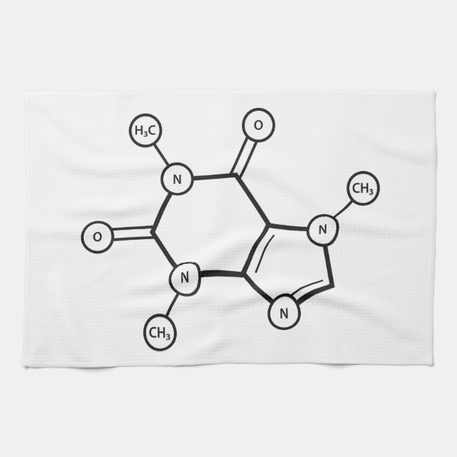 caffeine molecular structure tea towel (Horizontal)